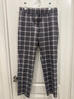 Amanda & Chelsea Gray and Light Pink Plaid Ankle Trousers